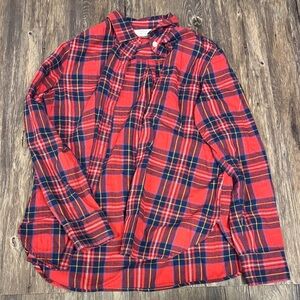 Old Navy Red Plaid Women's Button Down Shirt